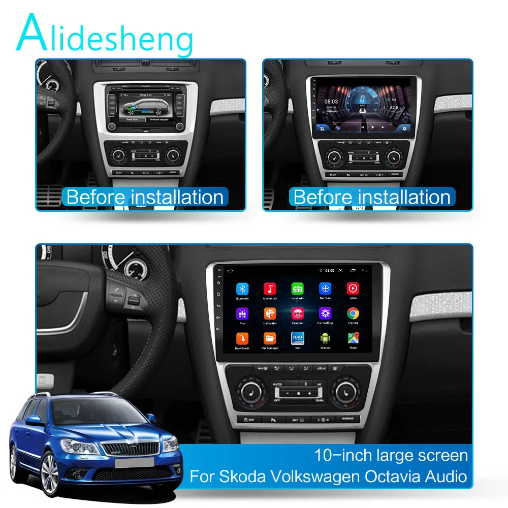 4G + 64G DSP 2 din Android 9 0 NET Car Radio мультимедийный видео плеер для 2007 2008-2012 2013 2014 SKODA Octavia WiFi BT