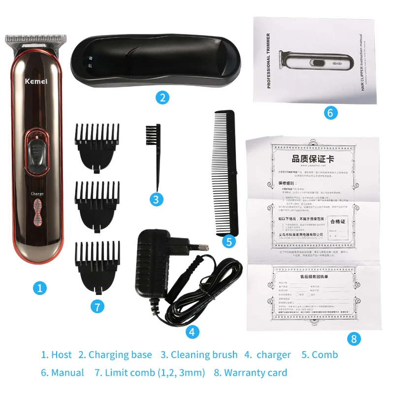 

Kemei-371 Barber Hair Clipper Head 0mm Electric Hair Trimmer Professional Haircut Shaver Carving Hair Beard Machine Styling Tool