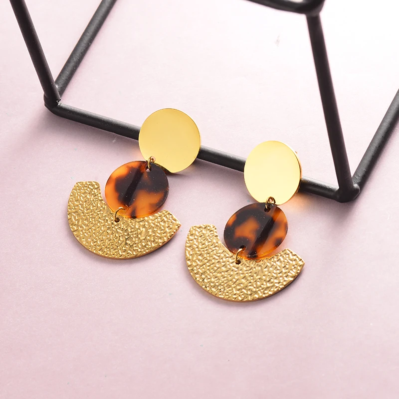 Baoyan, богемные, модные, геометрические, леопардовые, висячие серьги, секционный леопард, золото, нержавеющая сталь, висячие серьги для женщин, для женщин