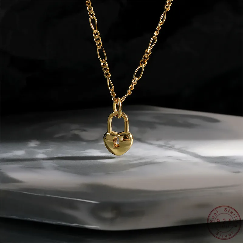 

MOVESKI 925 Sterling Silver Korean Retro Temperament Heart Necklace Women Wedding Engagement Jewelry