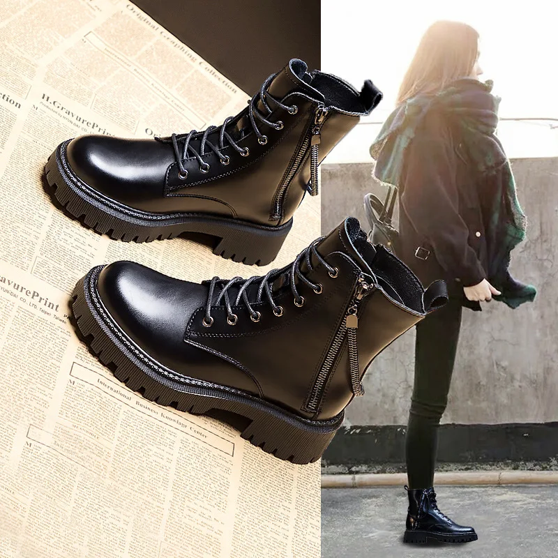 

Martin Boots women's autumn 2021 new leather thick-soled spring and autumn versatile lean boots