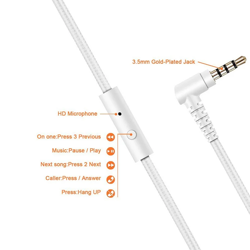 

FOOVDO HD Sound Wired Headphones 3.5mm Cable Headsets Bass HiFi Sound Music Stereo Earphone Call Headset PC Game Music