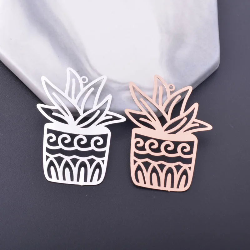 

6 шт., подвески из розового золота с алоэ, 42 х34 мм