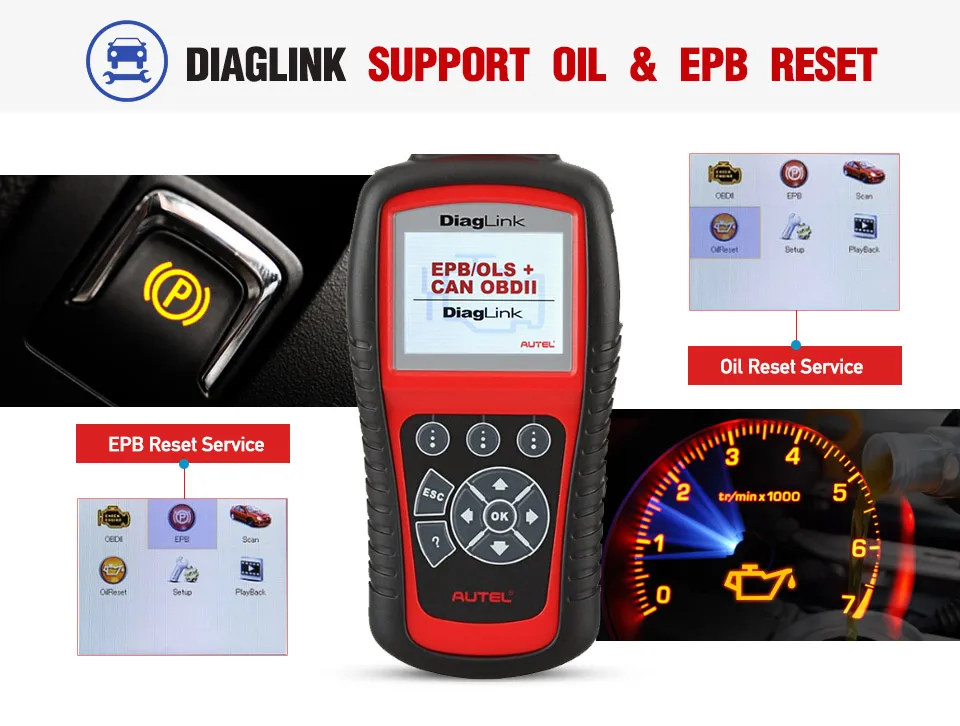 Autel Diaglink OBD2 автомобильный диагностический OBD OBDII все системы сканер автомобильный код ридер с сбросом масла EPB ABS обслуживание MD802