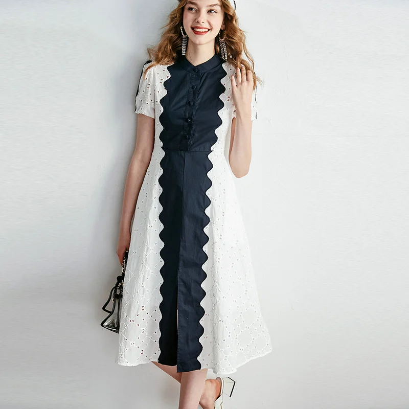 Летнее платье Новое поступление мода 2019 женское рубашка с короткими рукавами и