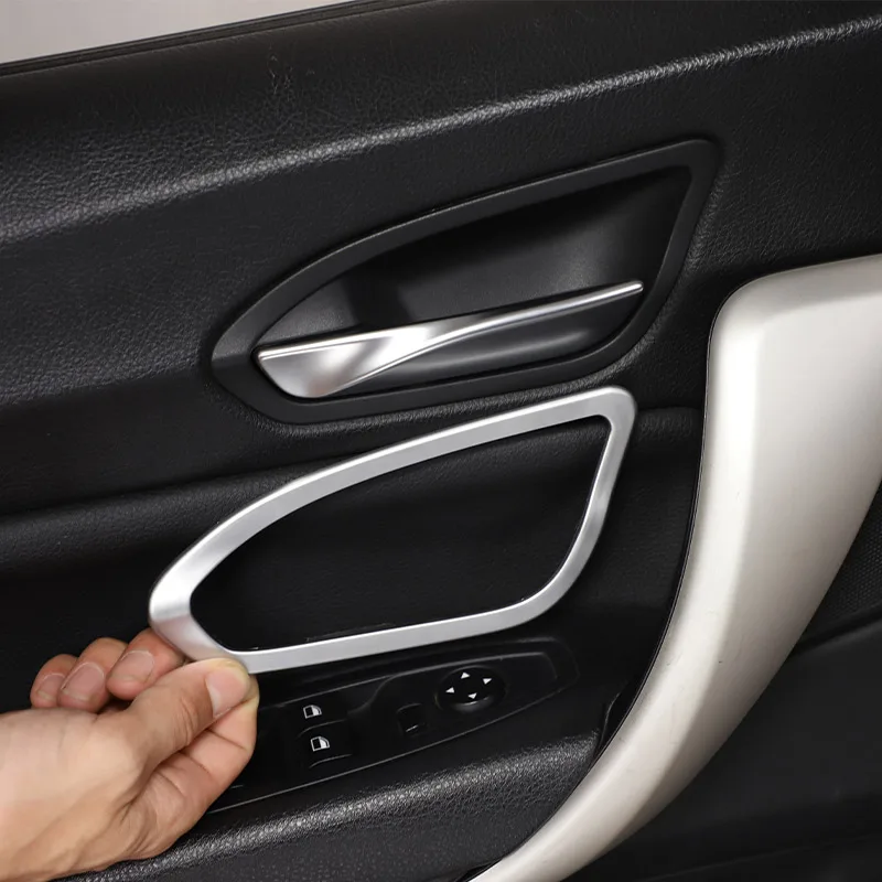 For BMW 1 2 Series F20 F21 F22 F23 2012-19 ABS Carbon Fiber Car Door Inner Door Handle Frame Decorative Stickers Car Accessories