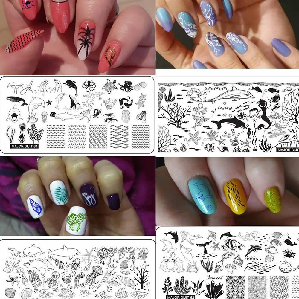 Пламя Дельфин серии ногтей печать шаблон Уникальный и красивый привлекает