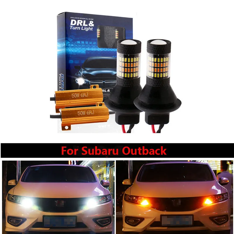 

DRL Car LED Canbus DRL Running lights&Turn Signal Dual Light Mode External Lights T20 7440 WY21W For Subaru Outback 2010-2015