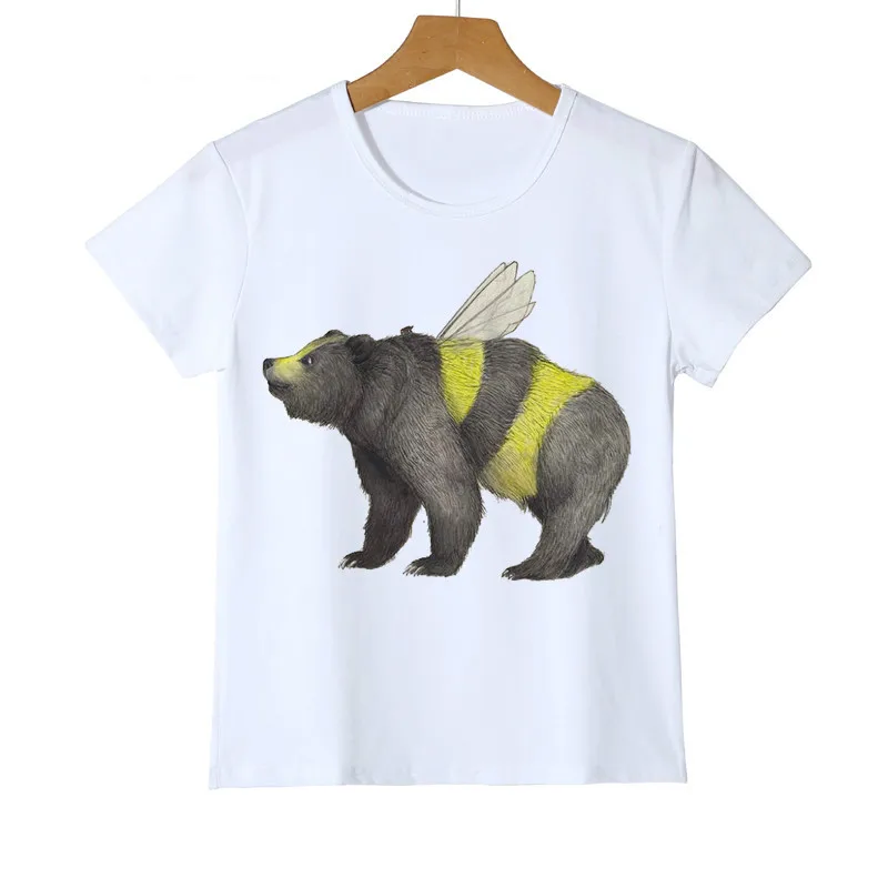 Детская футболка с забавным рисунком медведя езды на велосипеде кроликом
