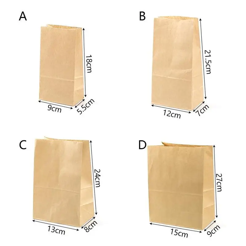 

50pcs Candy Party Gift Wedding Food Buffet Paper Bag Wrap Brown Kraft Bags Cookies Packing Brown Paper Gift Kraft Bag N6A7