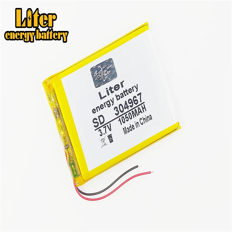 Полимерный литий ионный аккумулятор 3 7 V 304967 1050mah может быть настроен оптом CE FCC ROHS