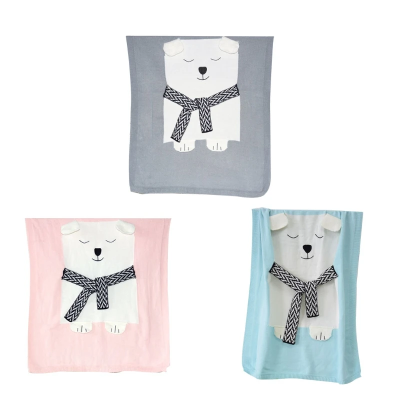 

Polar Bear Children Knitted Blanket Newborn Infant Sleeping Swaddle Wrap Sleepsack Bedding Sofa Beach Mat