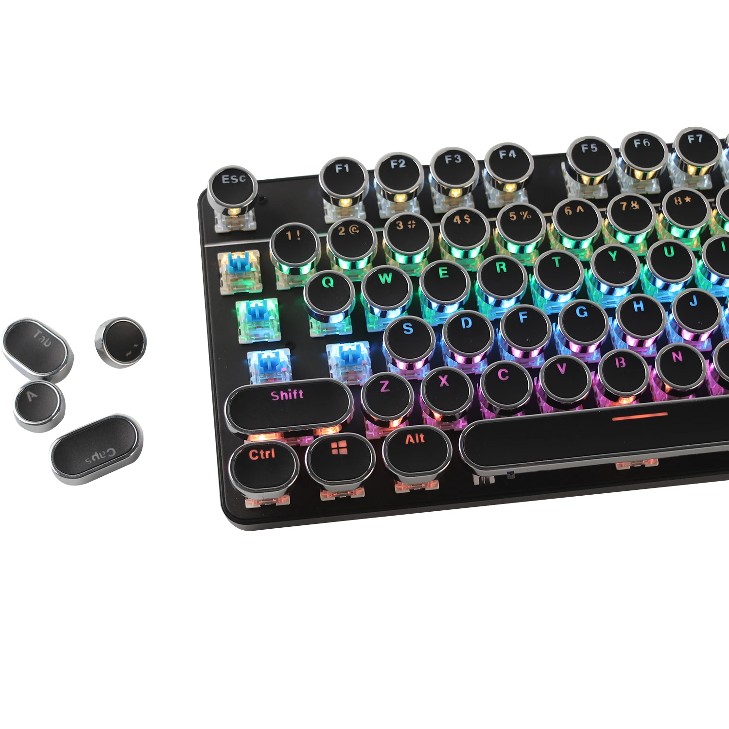 

Wired Mechanical Backlit Keyboard Black/White Punk Keycap Conflict Free 87 Keys Blue Swtich Computer Keyboard For Laptop Gaming