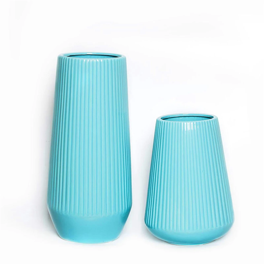 

B-LIFE Flower Vases Set Blue Ceramic Idea Gift Vase for Table Centerpieces Living Room Office Christmas Wedding Festivals