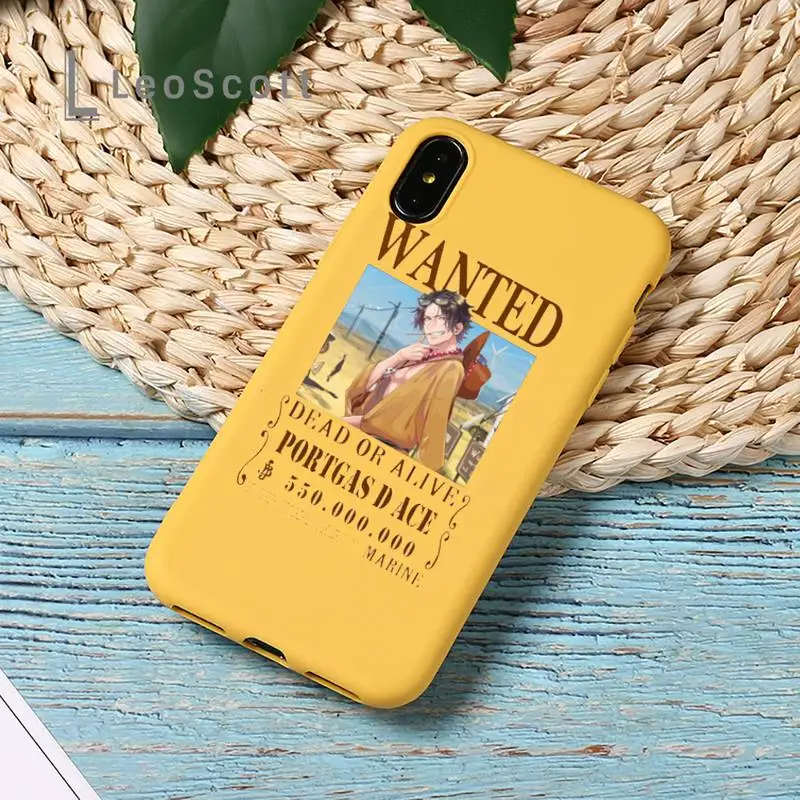 

One Piece Luffy Phone Case Yellow Candy Color for iPhone 11 12 mini pro XS MAX 8 7 6 6S Plus X SE 2020 XR