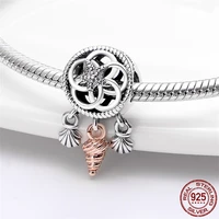 hot sale 100 real 925 silver color golden conch beads charms fit original 925 pandora bracelets bangle for women jewelry gift