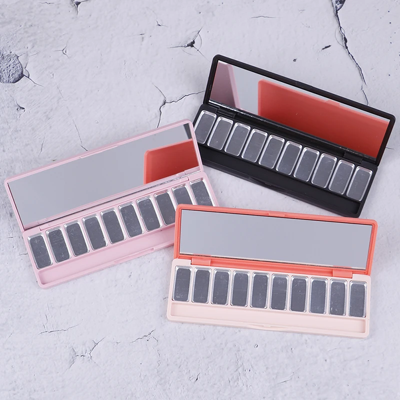 10 ячеек алюминиевая тарелка Пустая палитра тени для век румяна помада блеск губ