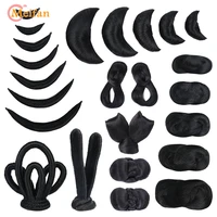 meifan chinese traditional retro black long hair chignon synthetic fake hair hair bun pad high ancient black ox horn wig