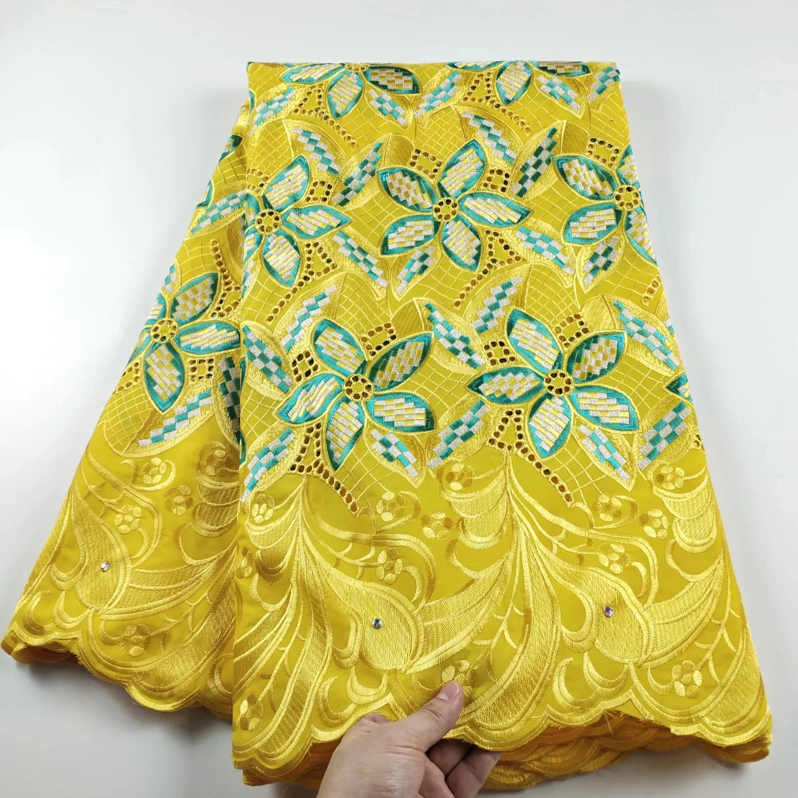 

African Nigerian Swiss Net Lace Fabrics High Quality French Swiss Voile Lace Cord Cotton Fabric With Embroidered For Party Dress