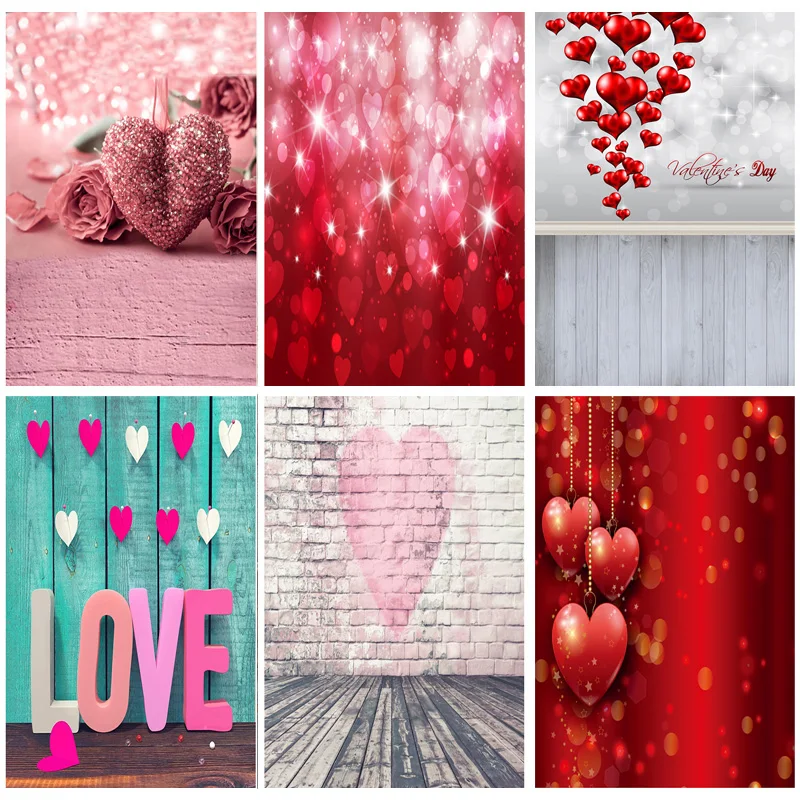 

Vinyl Custom Valentine Day Photography Backdrops Prop Love Heart Rose Wooden Floor Photo Studio Background 1911 CXZM-36
