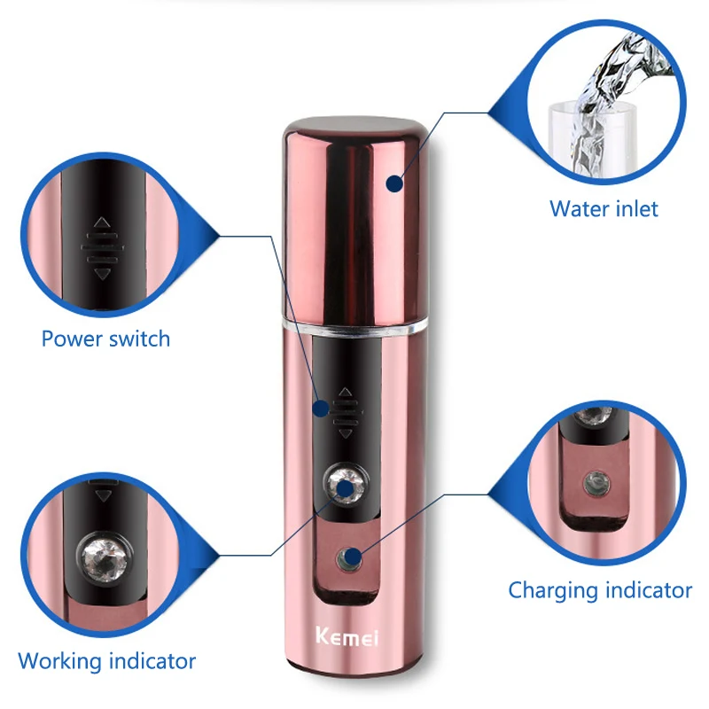 Портативный ультразвуковой аппарат для водяной бани лица Kemei мощный