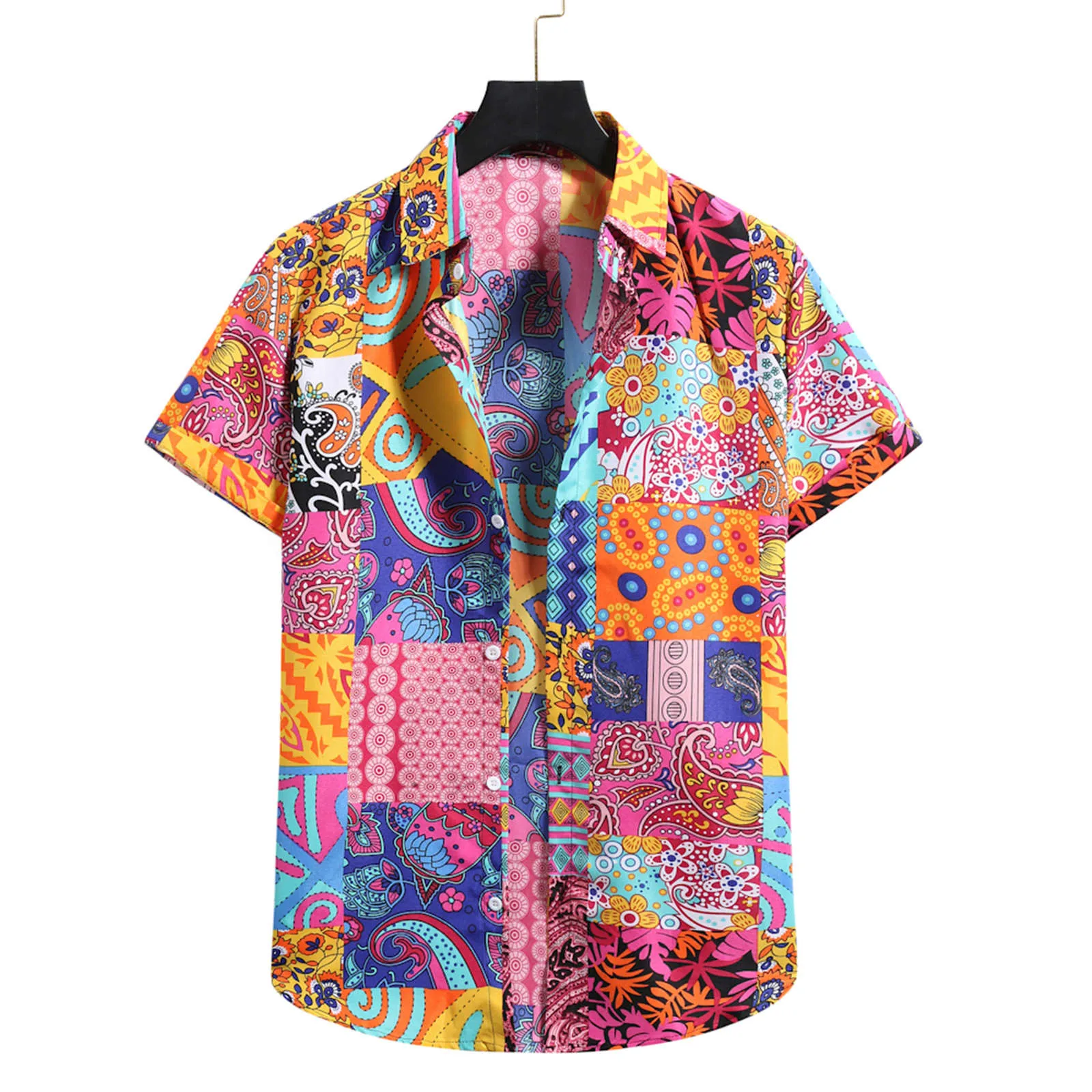 Рубашка мужская с короткими рукавами модная Гавайская пляжная рубашка цветочным