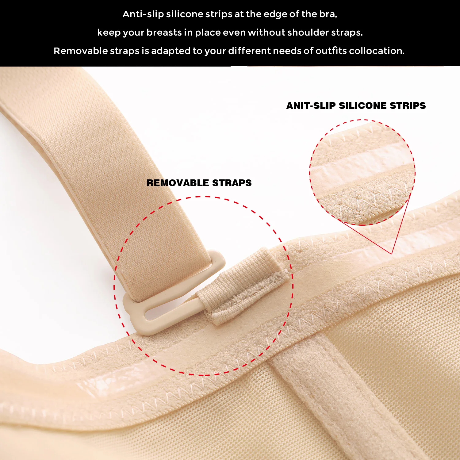 Wingslove Strapless Bra for Big Breasts Push Up Women Lingerie Party Wedding Everyday Plus Size Solid Bralette