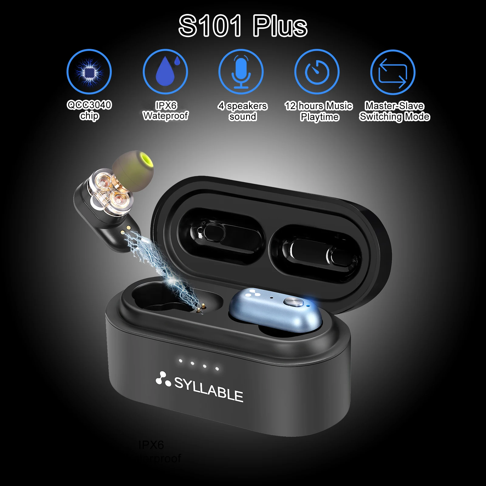 

Original SYLLABLE S101 Plus TWS of QCC3040 Chip SYLLABLE Earphones 12 hours True Wireless Stereo Earbuds S101 plus Headset