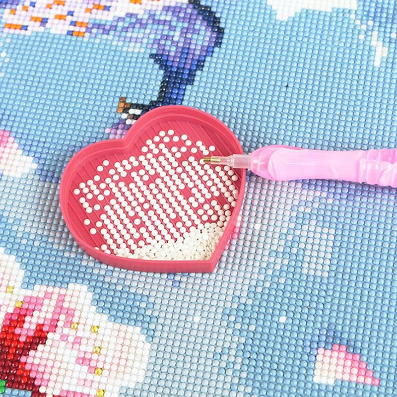 

5D Diamond Painting Tools Kit Heart-Shaped Drill Diamond Tray Box W/Point Drill Pen And Tweezers Set DIY Embroidery Accessories