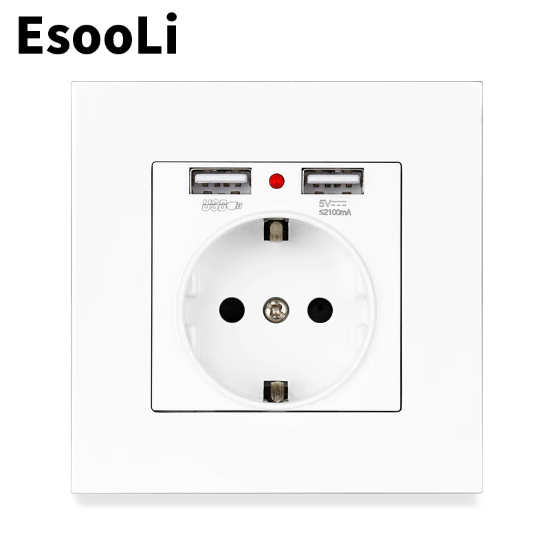 EsooLi PC Панель розетка настенное зарядное устройство адаптер двойной USB порт для