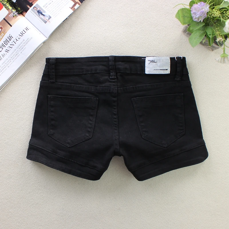 

Elegant Black/White Stretchy Women Denim Shorts Sexy Summer Style Streetwears Female Jeans Short S187