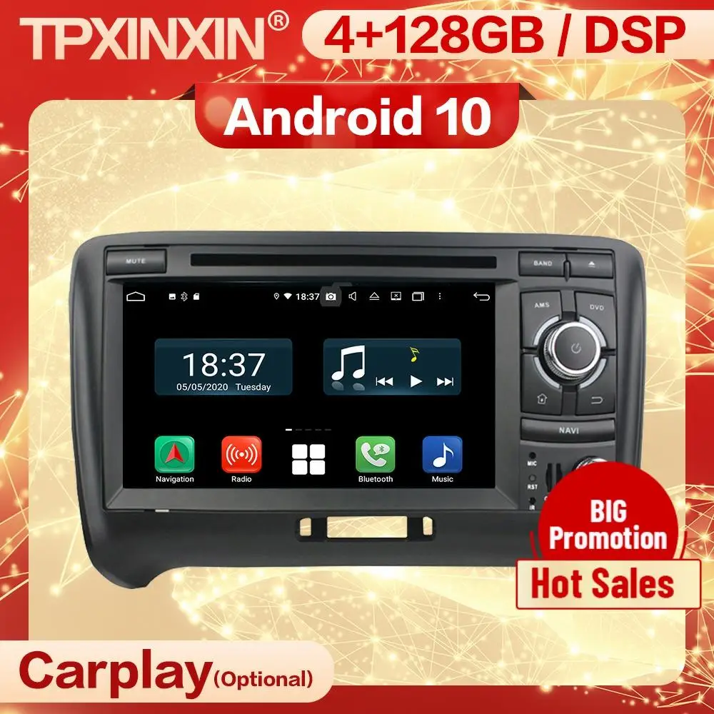 

Carplay 2 Din Android 10 стерео приемник для Audi TT 2006 2007 2008 2009 2010 2011 2012 2013 радио аудио экран плеер головное устройство