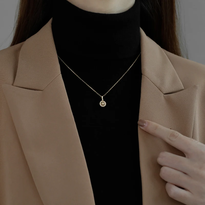 

925 Sterling Silver Circle Clavicle Chain Female 2020 New Long Necklace 2021 Light Luxury Minority Design Sense Necklace