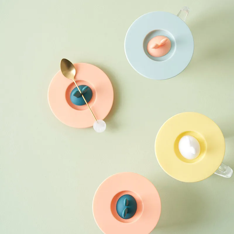 

Universal Silicone Glue Cup Cover Glass Ceramic Water Cup Cover Universal round Spoon Edible Silicon