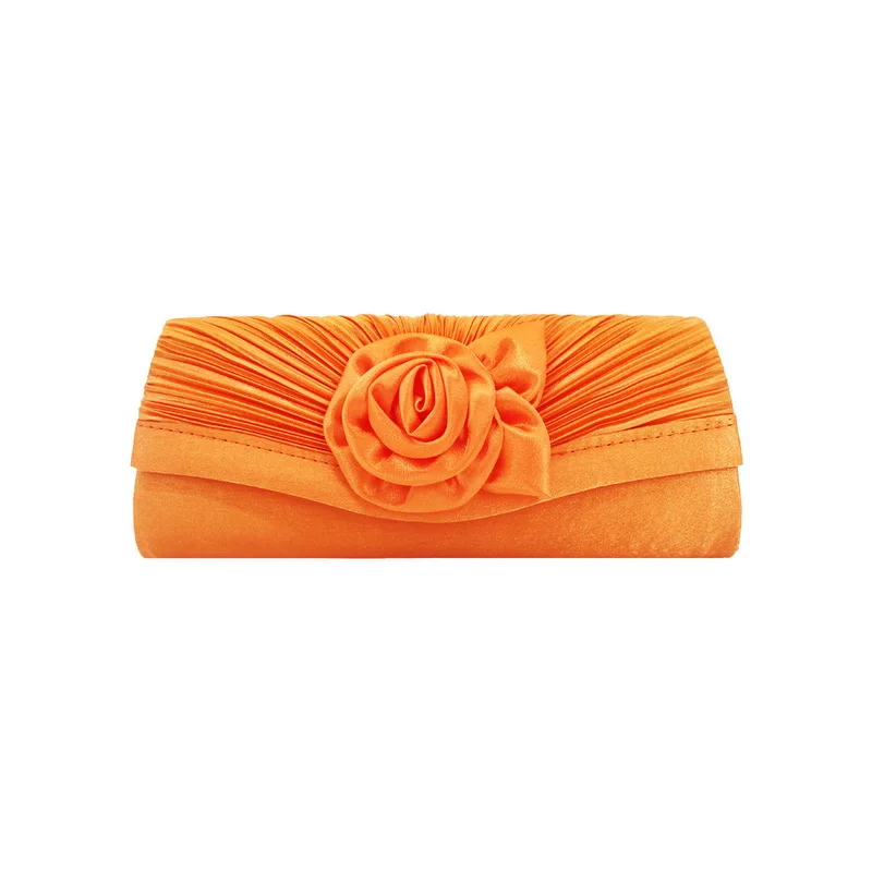 orange Litthing Новинка, женская модная сумка для сатиновых салфеток, Цветочная вечерняя свадебная сумочка, Сумочка через плечо на цепочке, лето - Цвет: orange