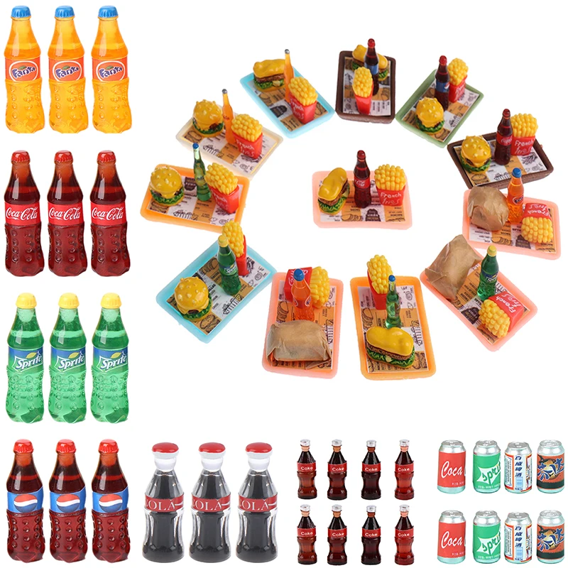 

1:12 Dollhouse Miniature Mini Coke Sprite Beverage Bottle Soda Drink Pretend Play Food Toy Kitchen Accessories Toys
