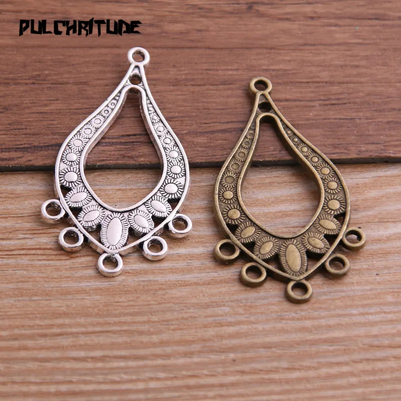 

PULCHRITUDE 8pcs 25*46mm Two Color Zinc Alloy Hollow Water droplets Connectors Pendants Jewelry Making DIY Handmade Craft