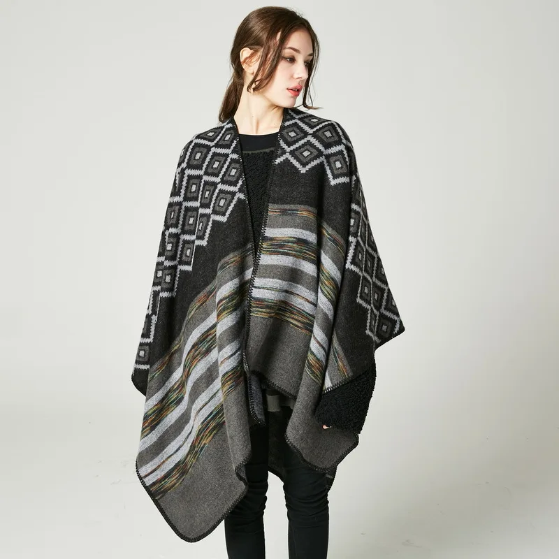 

2021 New Women Pashmina Mujer Bufanda Reversible Shawls Imitation Cashmere Muffler Cape Echarpes Oversize Poncho Pallium