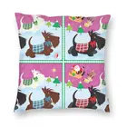 Рождественская Наволочка на подушку шотландского терьера, наволочка для дивана, гостиной, квадратная наволочка с собакой Скотти 40x40