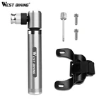 Портативный велосипедный насос WEST BIKING из алюминиевого сплава, шиномонтажный насос для горных и дорожных велосипедов, мини-помпа для мячей