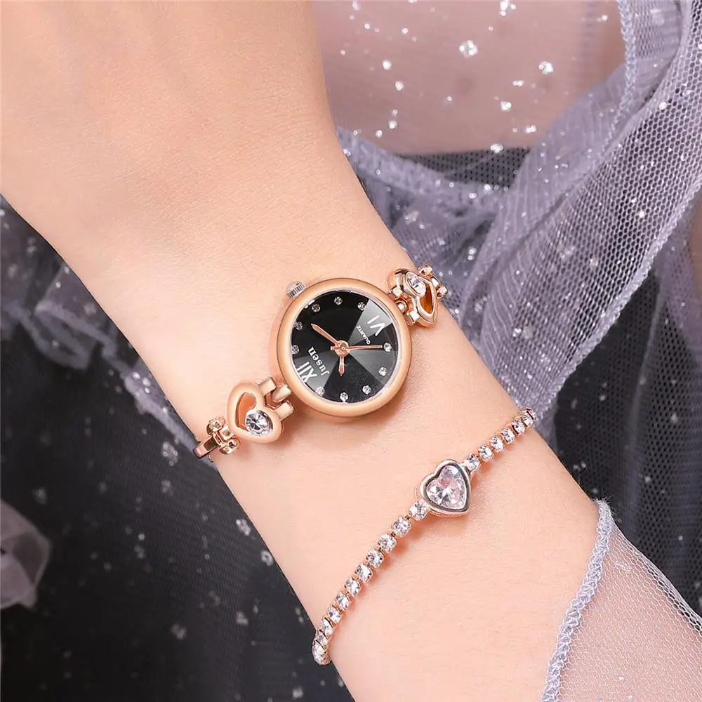 

Luxury Fashion Women's Watches Stainless Steel Shining Rhinestone Rose Gold Bracelet Female Quartz Wristwatches Relojes Mujer