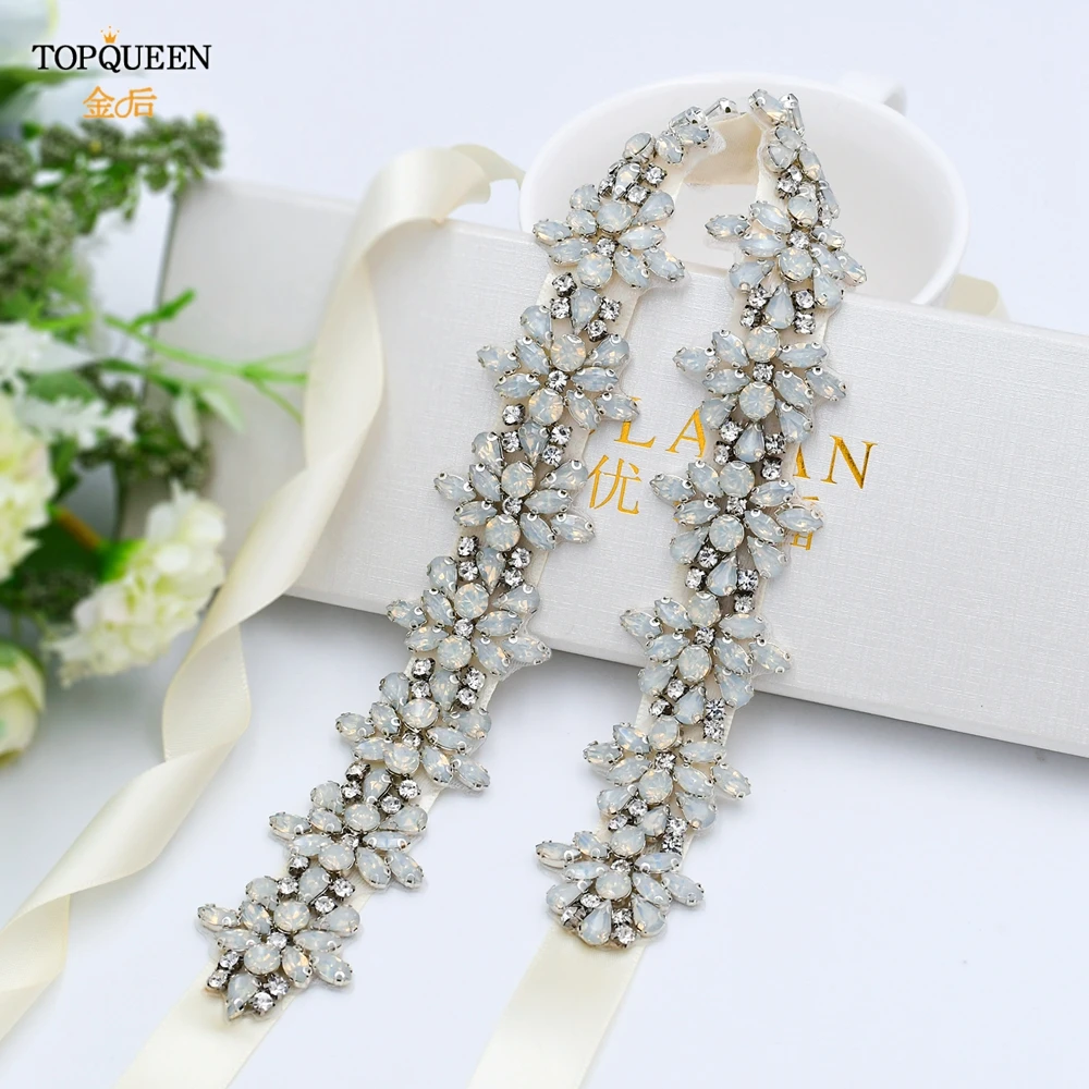 

TOPQUEEN S269B Wedding Gown Belts and Sashes Opal Bridal Belts Maternity Sash Belt for Baby Shower Jeweled Belt for Formal Dress