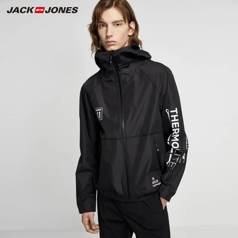 

JackJones Men's Streetwear Letter Printed Pattern Hooded Waterproof Jacket Menswear| 219321537