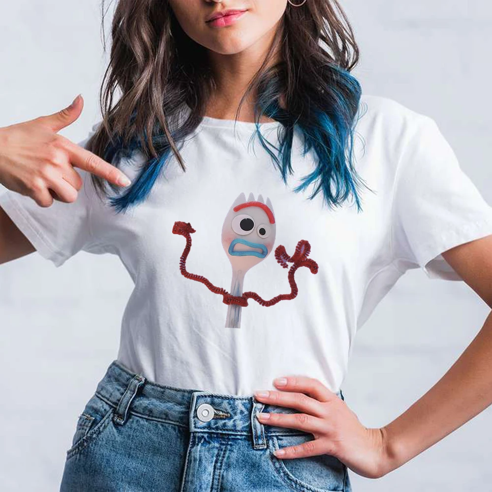 

Toy Story Modern Cartoon Women's T-shirt Disney Woody Frinend Fork Fork Printed Tshirt Animated Youth Soft Girl Clothes Summer