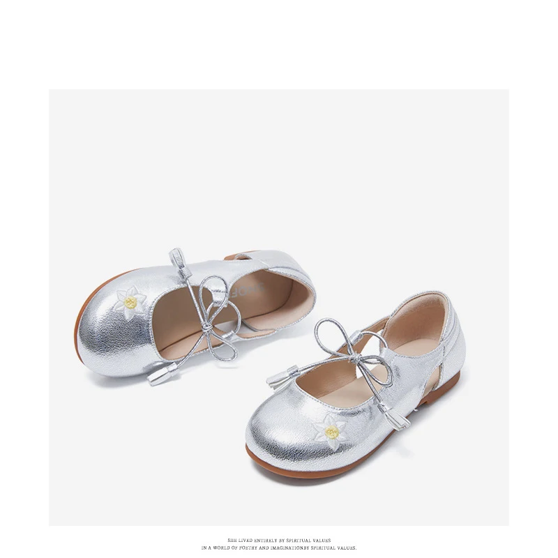 Весенняя детская обувь принцессы с бантом Детская розовая на плоской подошве