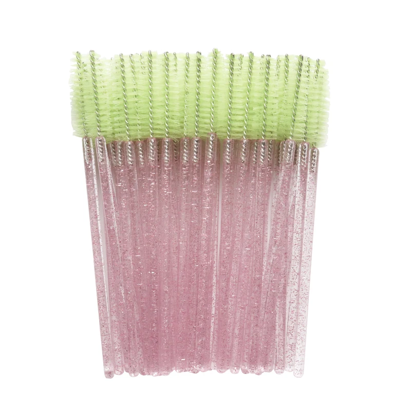 sh-br-pink-green 50 шт./лот, одноразовая щетка для ресниц, тушь для ресниц, палочки, аппликатор, палочка для макияжа, косметические кисти, инструменты для наращивания, аксессуары - Handle Color: sh-br-pink-green