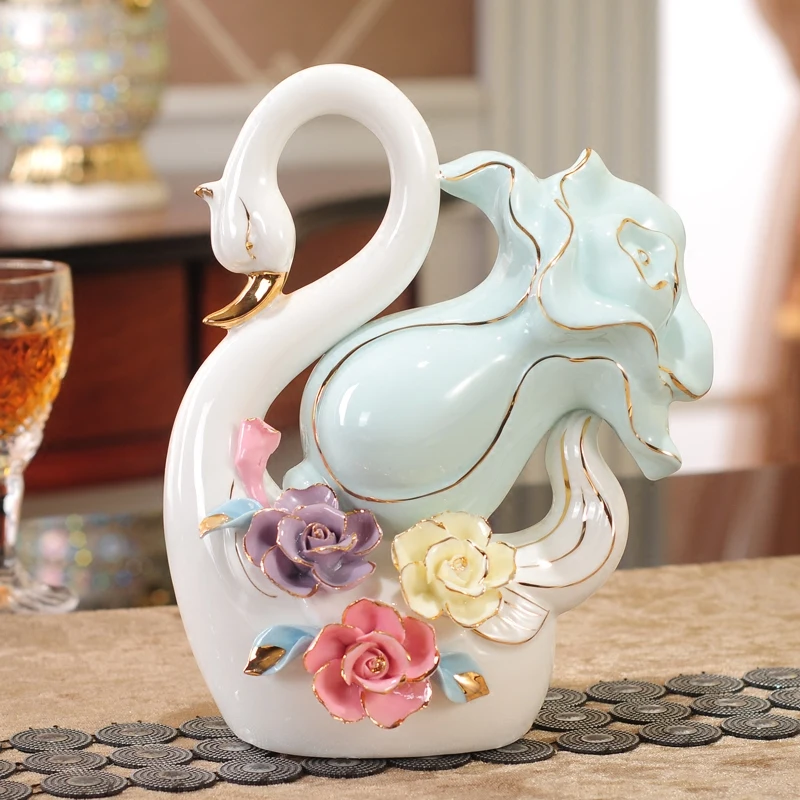 2 шт. простое искусство в виде белой тыквы Лебедь керамические поделки украшения