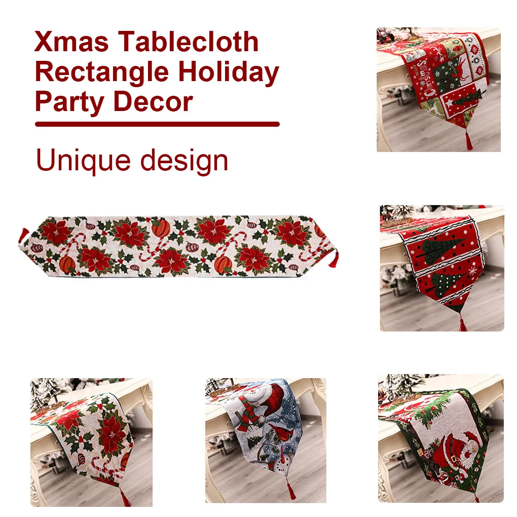 

35 X 180cm Luxury Table Runner With Tassels For Dining Table Christmas Party Christmas Snowman Elk Linen Tablecloth