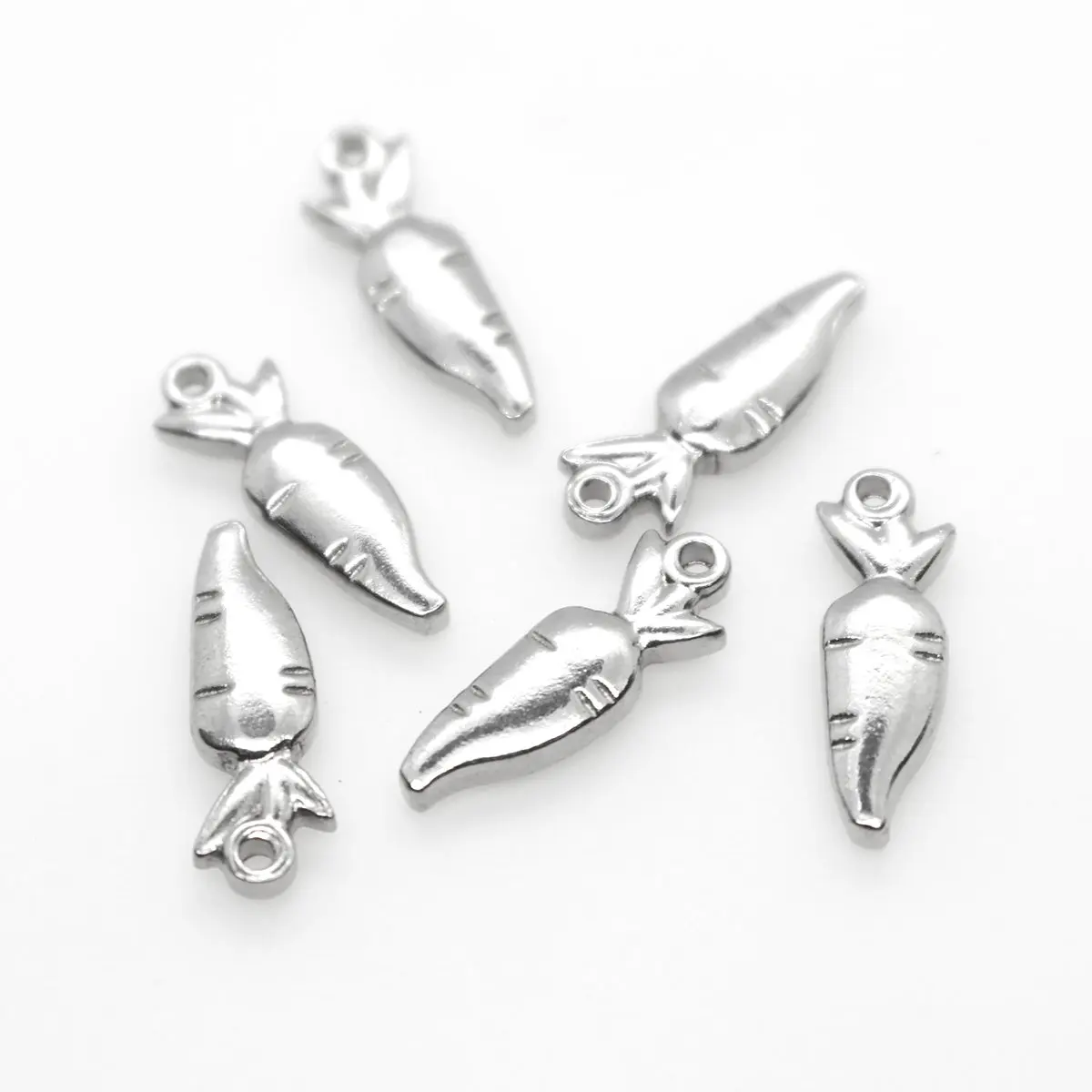 

New Fashion 304 Stainless Steel Charms Carrot Silver Color For DIY Necklace Bracelet Making Accessories 19mm x 6mm, 10 PCs