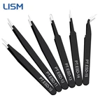 Безопасные антистатические пинцеты, 6 шт., антистатические изогнутые прямые пинцеты из нержавеющей стали ESD, инструмент для обслуживания